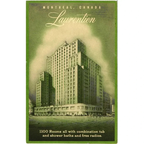 Laurentian Dominion Square Montreal Canada Hotel Advertisement Postcard - Picture 1 of 2